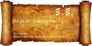 Bojtár Boglárka névjegykártya
